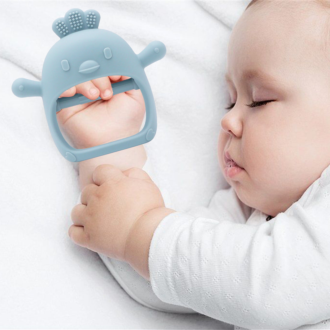 Minimum Silicone Teethers, Set of 2 Cute Animal Shapes Chicken and Marmot, Multicolour, Toddlers | Teething Toy | Pack of 2 | BIS Certified | Multicolor | 0-2 Years (Blue)