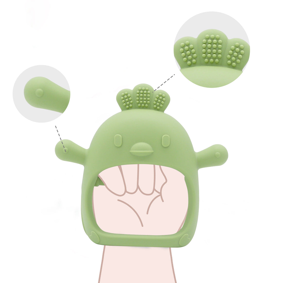 Minimum Silicone Teethers, Set of 2 Cute Animal Shapes Chicken and Marmot, Multicolour, Toddlers | Teething Toy | Pack of 2 | BIS Certified | Multicolor | 0-2 Years (Green)