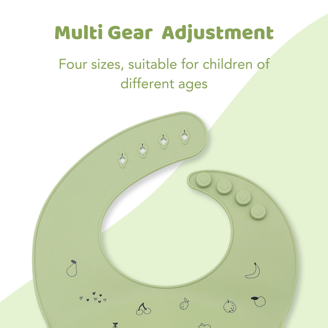 Minimum Premium Printed Silicone Bib for babies and toddlers (6M-4Y) | Adjustable neckline & wide crumb-catcher | Waterproof, flexible, dishwasher-friendly  | (Green)