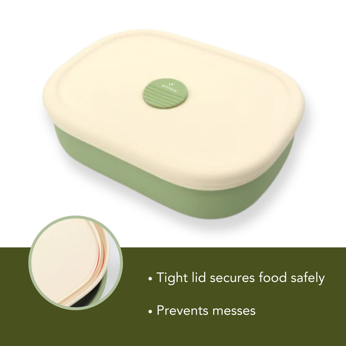 MINIMUM Premium Silicone Lunch Box for Kids | 4 Compartment Food Storage Container | Toddlers Friendly | Lightweight, Durable Airtight Container | (Green)